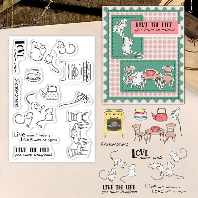 Clear Silicone Stamps For Card Making - Прозрачный штамп Suncraft Little Mouse &