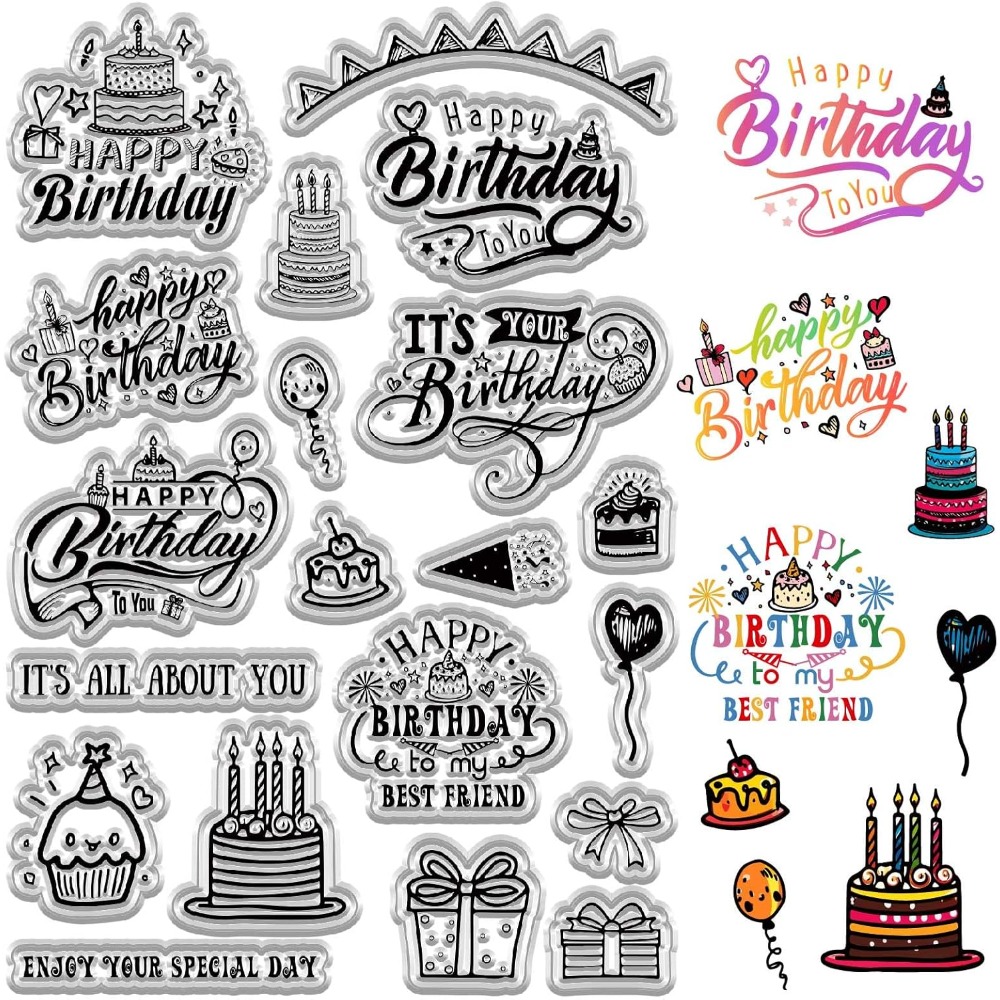 Clear Silicone Stamps For Card Making - Прозрачные штампы с днем рождения для