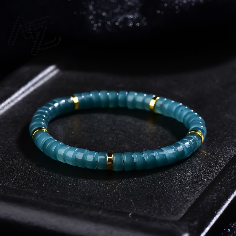 Beading - Браслет из натурального жадеита с бусинами-абакусами