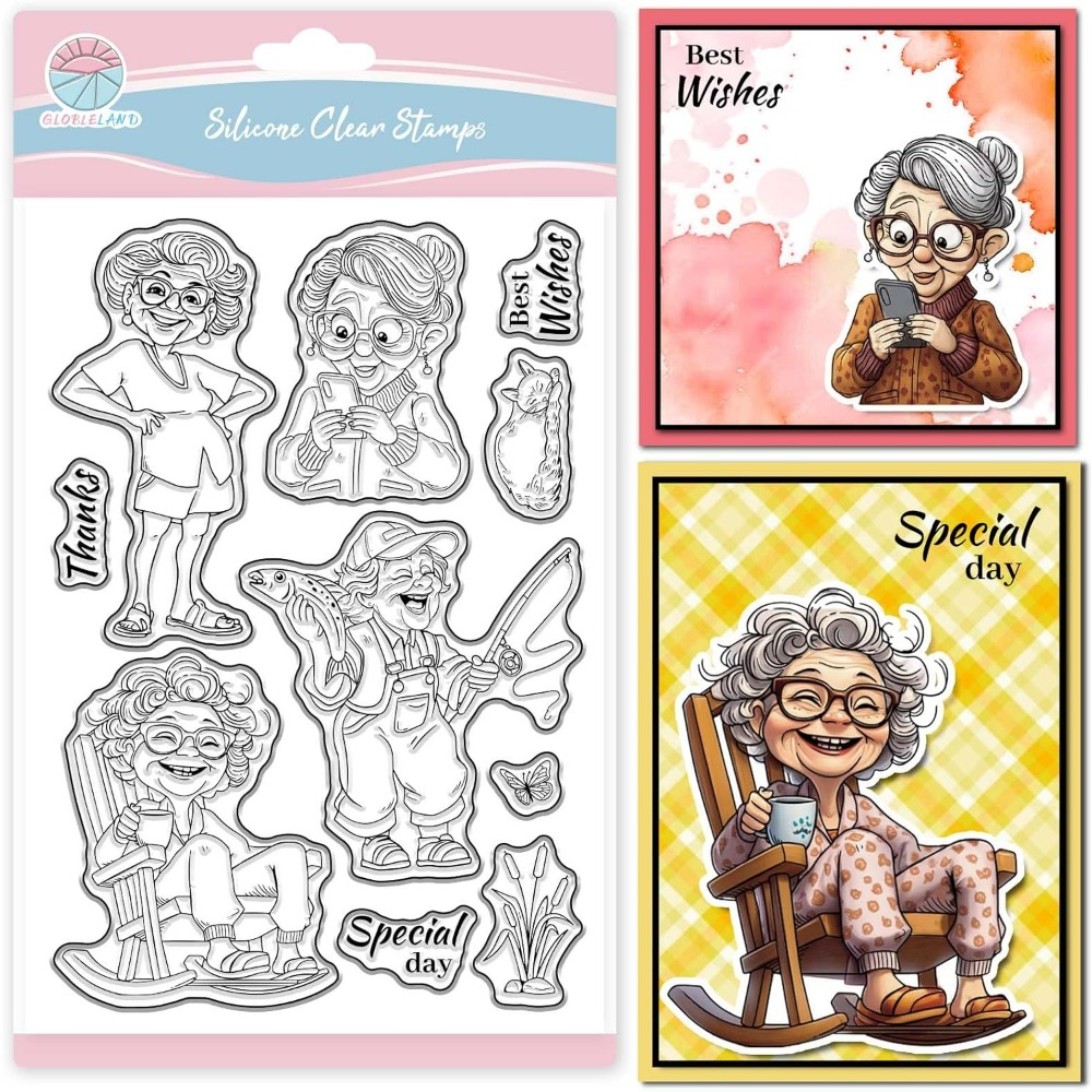 Clear Silicone Stamps For Card Making - Прозрачные штампы улыбающейся старика для скрапбукинга,