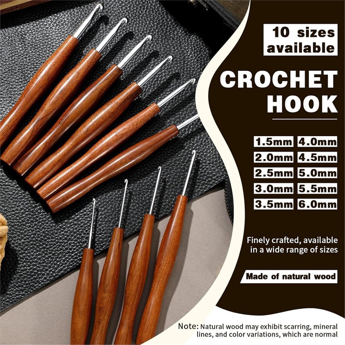 Набор крючков для вязания AT16 – обзор и цена Wooden Crochet Hooks Ergonomic Handle