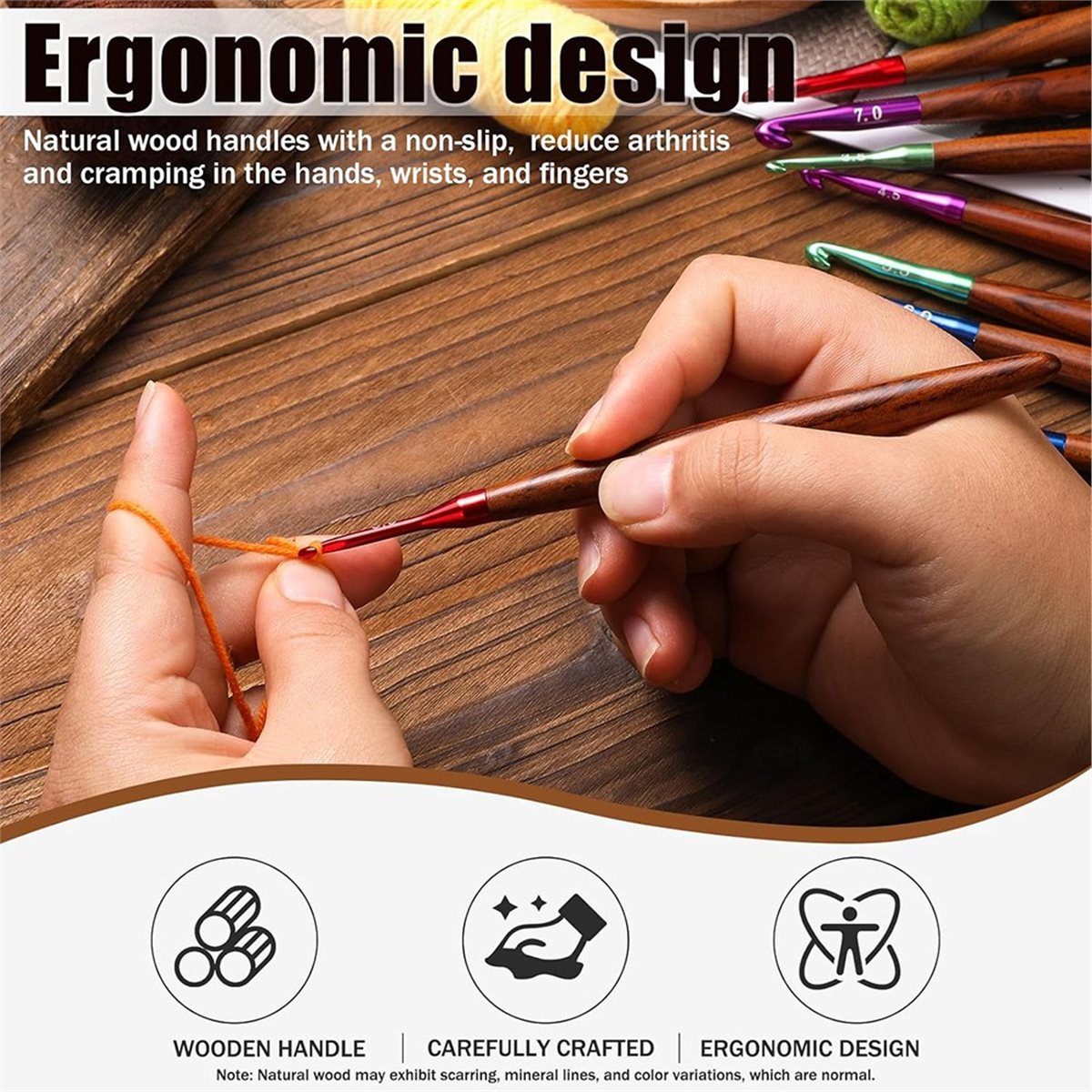 Новый набор крючков для вязани – обзор и цена Wooden Crochet Hooks Ergonomic Handle