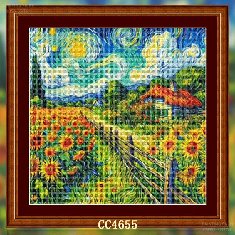 [[CC4656-Серия Ван Гога: Подсо – обзор и цена Cross Stitch Stamped Kits Beginners
