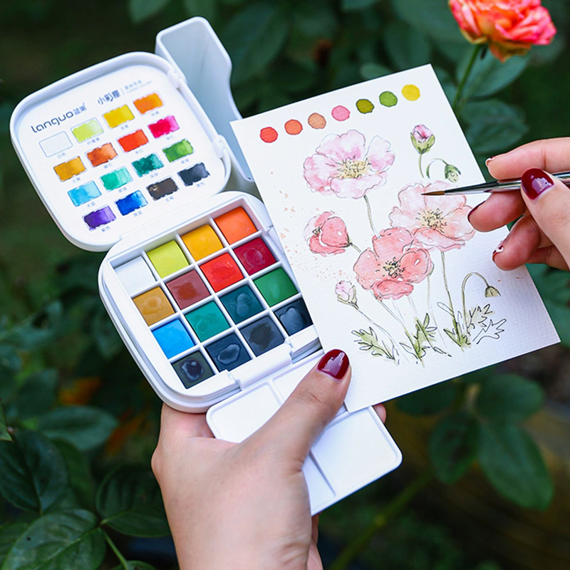 LANGUO 16 цветов набор акварел – обзор и цена Watercolor Paint Set Solid Pigment