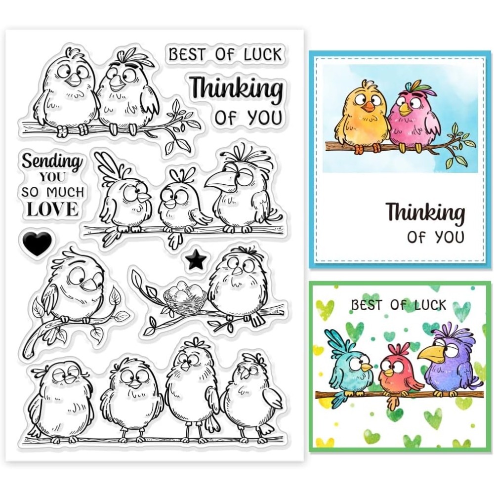 Забавные птицы, ветки, прозрач – обзор и цена Clear Silicone Stamps For Card Making