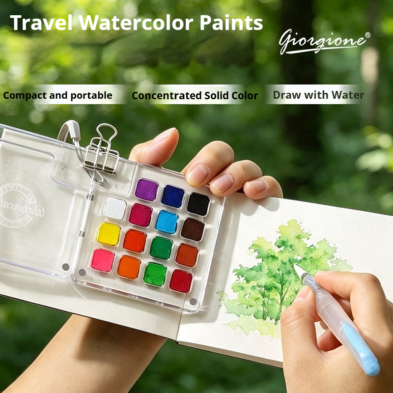 Набор из 15 цветов портативных – обзор и цена Watercolor Paint Set Solid Pigment