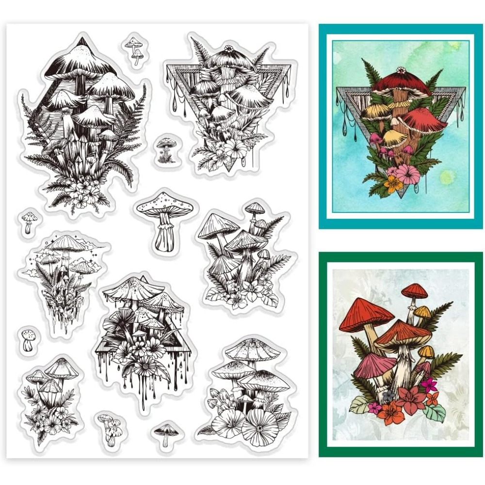 Прозрачный штамп с грибами, си – обзор и цена Clear Silicone Stamps For Card Making