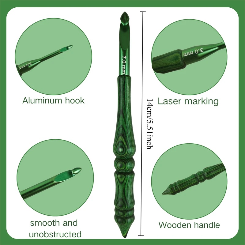 Набор из 8 крючков для вязания – обзор и цена Wooden Crochet Hooks Ergonomic Handle
